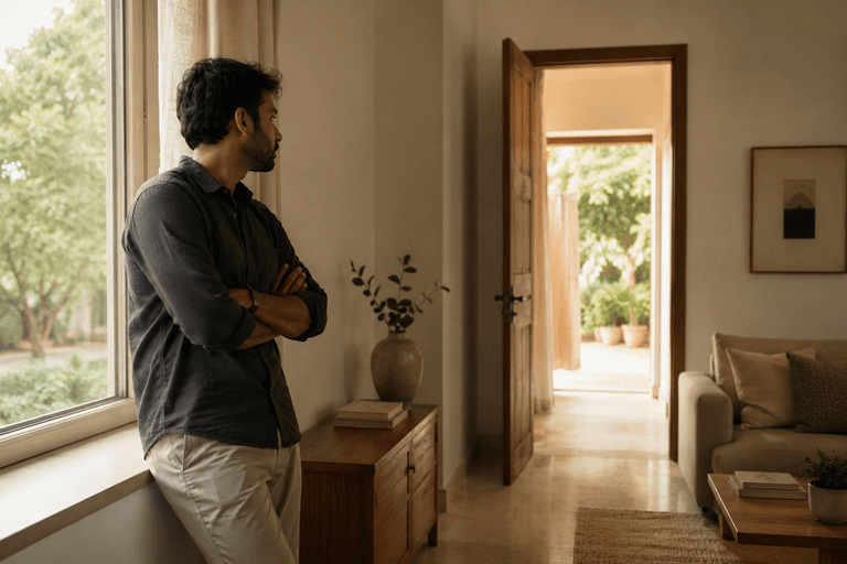 A quiet moment of reflection at home